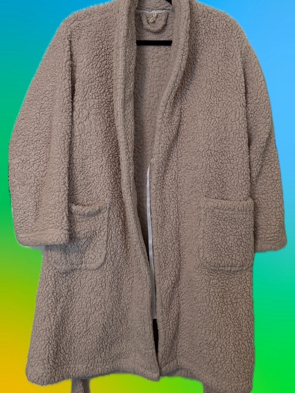 Pottery Barn Taupe Sherpa Open-Front Teddy Coat